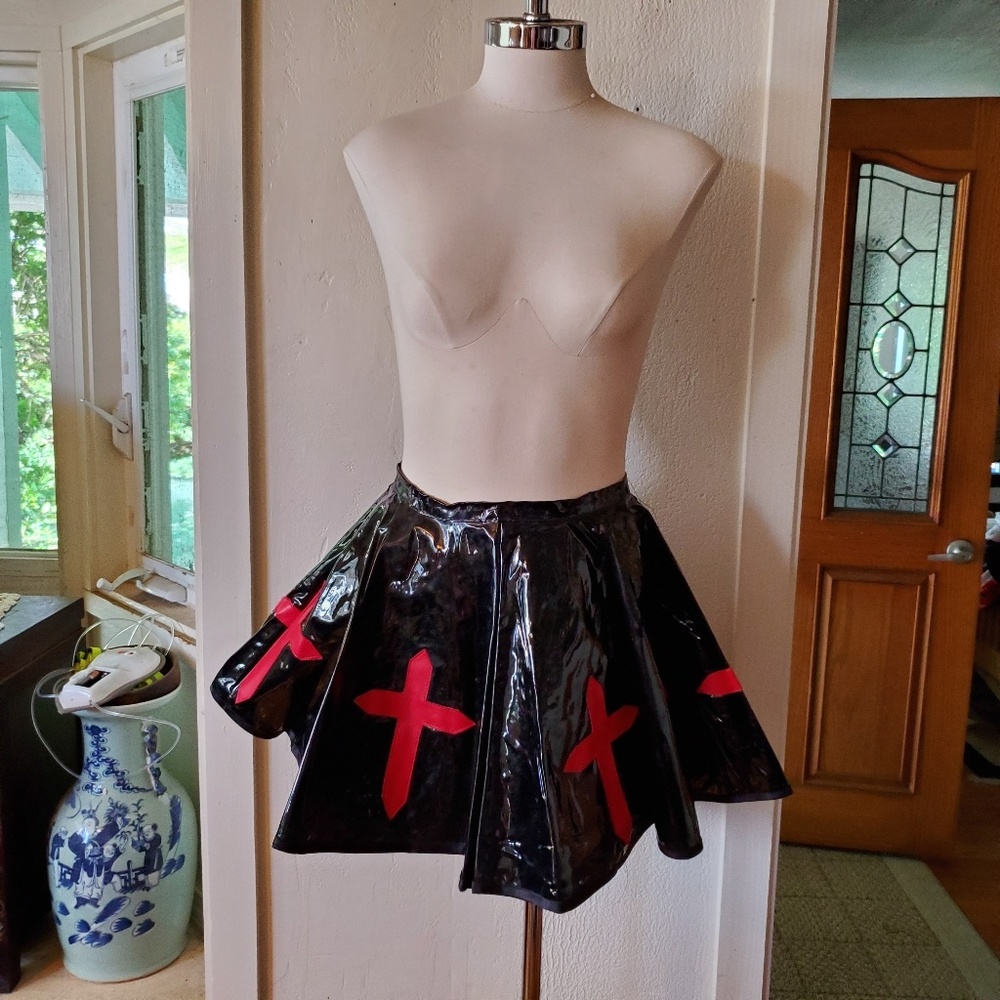 Ultra Goth Dungeon Night Vinyl Crosses Tutu Skirt